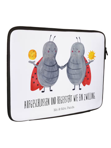 Mr. & Mrs. Panda Notebook Tasche Sternzeichen Zwilling mit Spruch in Weiß