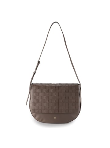 DuDu Umhängetasche Leder 34 cm in taupe