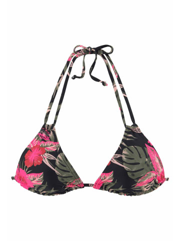 LASCANA Triangel-Bikini-Top in schwarz-pink-bedruckt