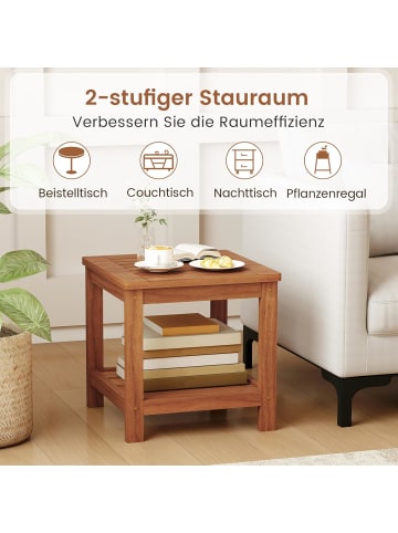 COSTWAY Gartentisch Holz 45 x 45 x 44 cm in Braun