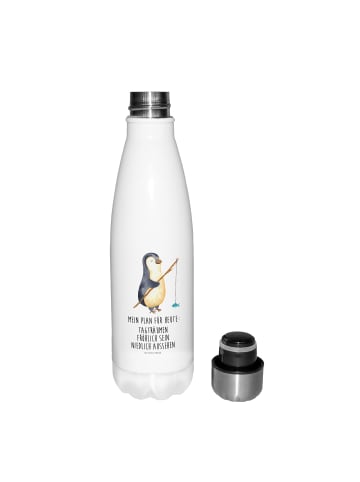 Mr. & Mrs. Panda Thermosflasche Pinguin Angler mit Spruch in Weiß