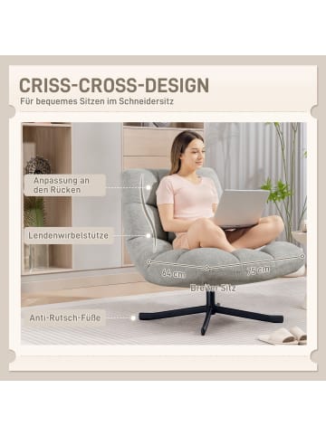 HOMCOM Loungesessel-75L x 95B x 90H cm-Hellgrau