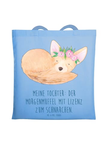 Mr. & Mrs. Panda Tragetasche Tochter Morgenmuffel mit Spruch in Sky Blue