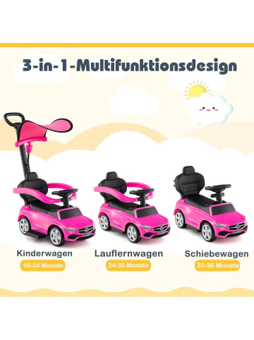 COSTWAY 3-in-1 Rutschfahrzeug mit Schiebegriff in Rosa