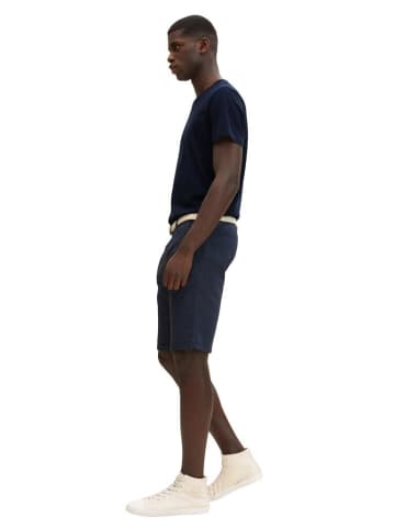 TOM TAILOR Denim Short in blue white dobby