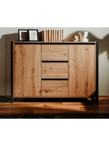 Furn.Design Kommode Eiche, anthrazit 120 cm, Industrial Design, Sideboard mit viel Stauraum