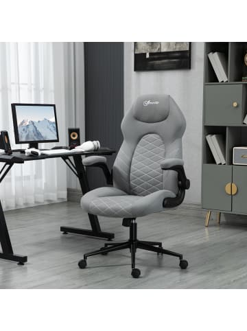 Vinsetto Bürostuhl-65,5L x 69,5B x 112-122H cm-Hellgrau