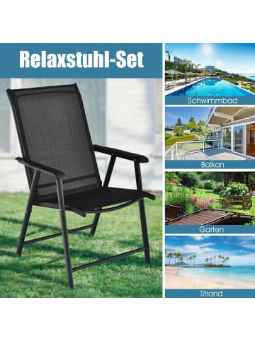 COSTWAY Gartenstühle 2er Set in Schwarz
