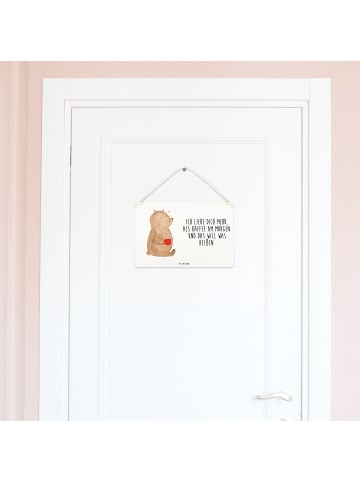 Mr. & Mrs. Panda Schild Bär Morgenkaffee mit Spruch in Weiß