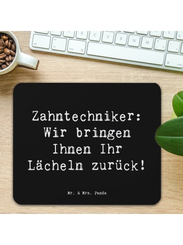 Mr. & Mrs. Panda Mauspad Spruch Zahntechniker Lächeln mit Spruch in Schwarz