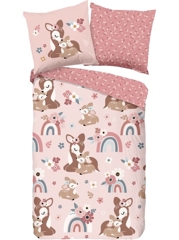 Good Morning Renforcé Kinder-Wendebettwäsche in rosa