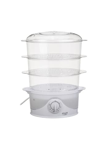 Adler Europe Adler AD 633 Dampfgarer 800W - mit 3 Behältern, 9L & Reisschale in Weiß