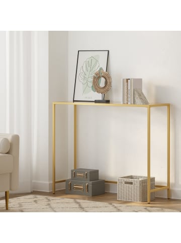 VASAGLE Konsolentisch Baris in Gold-Transparent - (B)100 x (H)80 x (T)35 cm