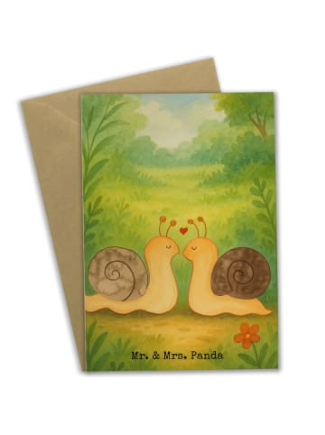 Mr. & Mrs. Panda babykarte Schnecken Liebe Design ohne Spruch in Weiß