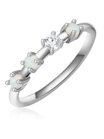 Glanzstücke München Ring aus Sterling Silber mit Zirkonia und Opal in silber