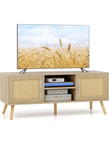 COSTWAY Fernsehschrank bis zu 55 Zoll in Beige