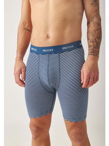 SNOCKS Lange Boxershorts in Blau (Streifen)