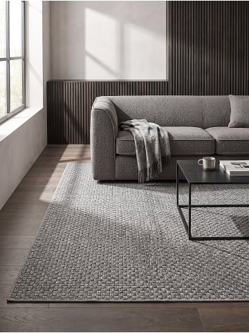 KADIMA DESIGN Flachwebteppich Uni BROYE Polypropylen Grau 140 x 200 cm in Grau