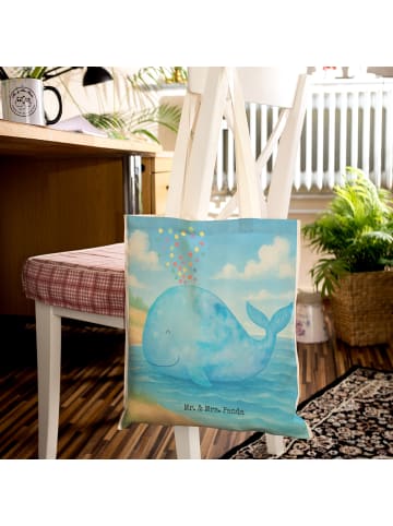 Mr. & Mrs. Panda Beuteltasche Wal Konfetti Design ohne Spruch in Weiß