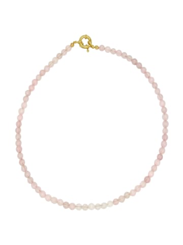 Gemshine Kette ohne Anhänger ROSENQUARZ in gold coloured