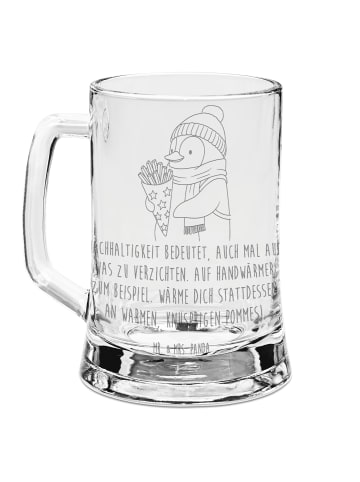 Mr. & Mrs. Panda Bierglas Pinguin Winter Pommes mit Spruch in Transparent