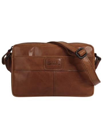 SPIKES & SPARROW Umhängetasche echt Leder in cognac