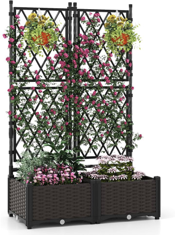 COSTWAY Blumenkasten mit Rankgitter in Schwarz