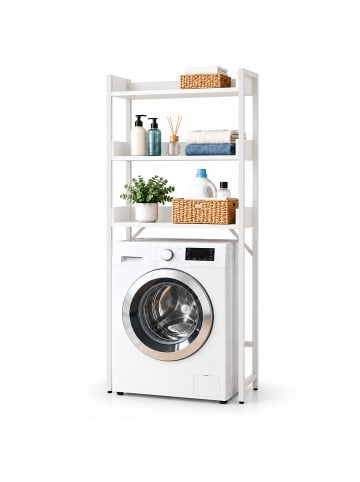 relaxdays Waschmaschinenschrank in Weiß - (B)63 x (H)166 x (T)25 cm