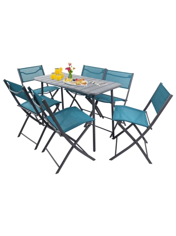 VCM  7 tlg. Bistroset Balkonset Gartenset Metall Sumila in Türkis