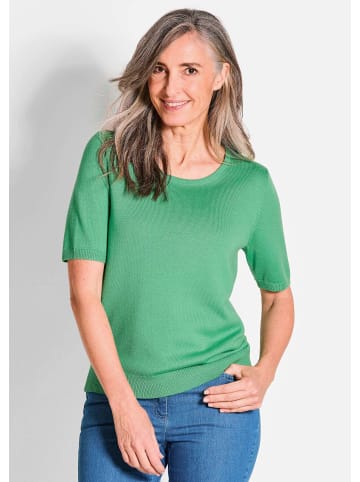 GOLDNER Kurzgröße: Klassisches Merinowollshirt, Rundhals in grün