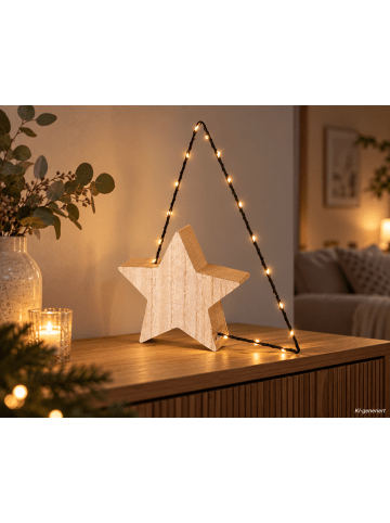 LUMINEO LED Beleuchtung Holzstern 17 LED in warm weiß