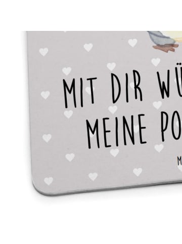 Mr. & Mrs. Panda Tischuntersetzer Pinguin Pommes mit Spruch in Grau Pastell
