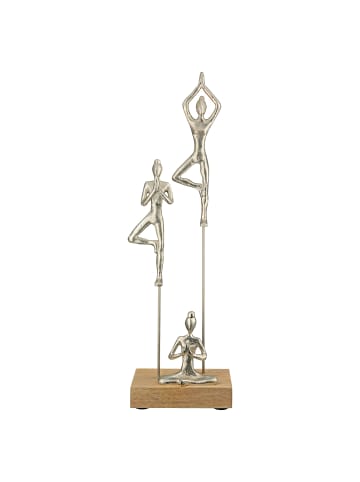 GILDE Skulptur Yogagruppe silberfarben - (H) 51 cm