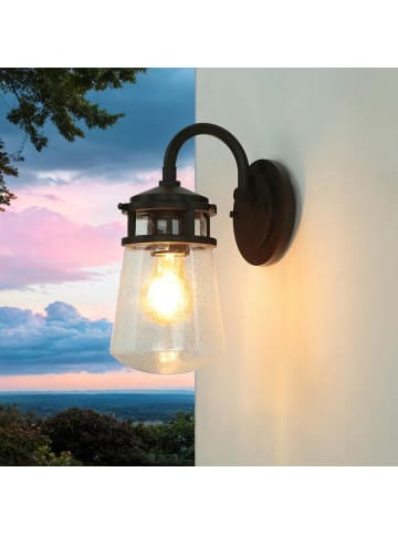 Licht-Erlebnisse Außen Wandlampe (B)12.7 x (L)12.7 x (H)28.6 cm in Dunkles Bronze Klar/Transparent