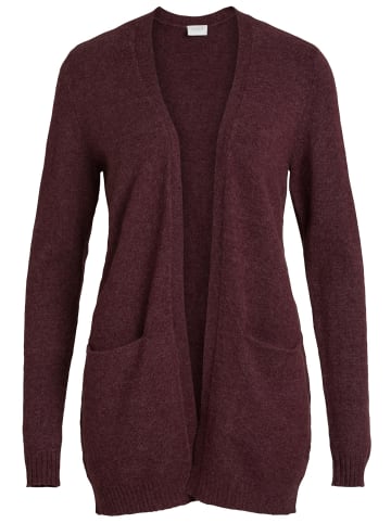 Vila Feinstrick Basic Cardigan Stretch mit Taschen VIRIL in Weinrot