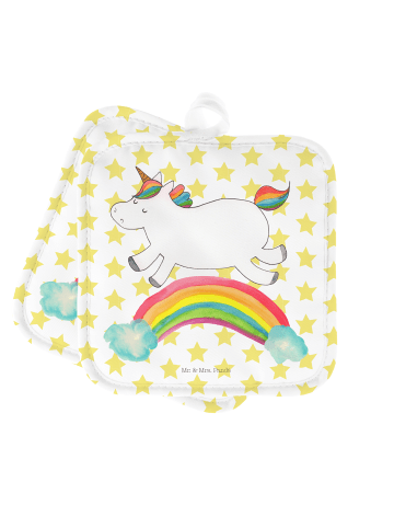 Mr. & Mrs. Panda Topfuntersetzer Einhorn Regenbogen ohne Spruch in Weiß