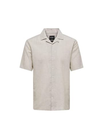 ONLY & SONS Beige Leinen Kurzarmhemd