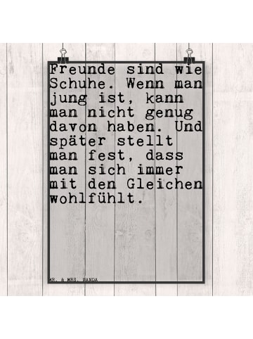 Mr. & Mrs. Panda Plakat Freunde sind wie Schuhe.... mit Spruch in Weiß