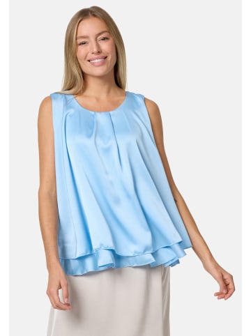 PM SELECTED Satin Overlay Top in Blau