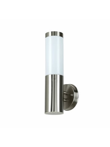Licht-Erlebnisse Außen Wandlampe Ø 7.5 x (H)34 cm in Silber Weiß