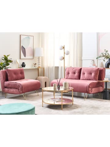 Beliani 2-tlg 3-Sitzer Sofa VESTFOLD in Rosa/Gold