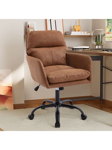 ABRIHOME Bürodrehstuhl in Braun Kunstleder PU höhenverstellbar für Büro Schlafzimmer