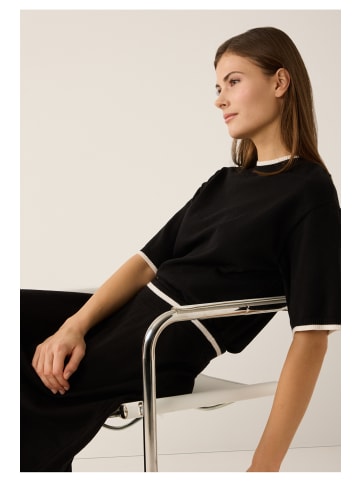 More & More softer Kurzarmpullover, Kontraststreifen in black