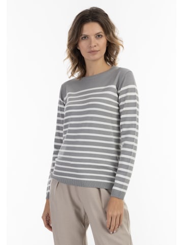 usha BLACK LABEL Damen Strick Pullover in Grau Wollweiss