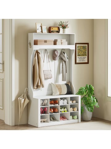 HOMCOM Garderobenständer-100L x 35B x 172,2H cm-Weiß