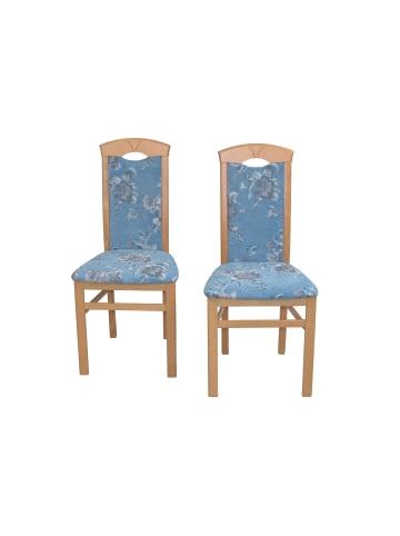 möbel-direkt 4-Fuß-Polsterstuhl 2Stühle in Eiche/blau
