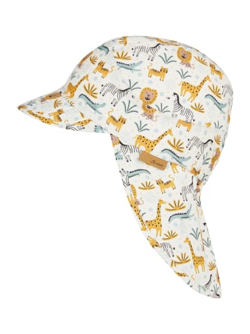 Sterntaler Schirmmütze mit Nackenschutz Zootiere in ecru