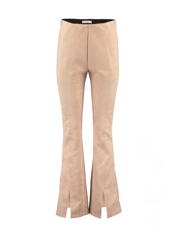 Hailys Kunst Wildleder Flare Leggings High Waist Schlaghose Lani in Beige