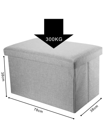 Intirilife Faltbare Sitzbank 78x38x38 cm in ALASKA GRAU