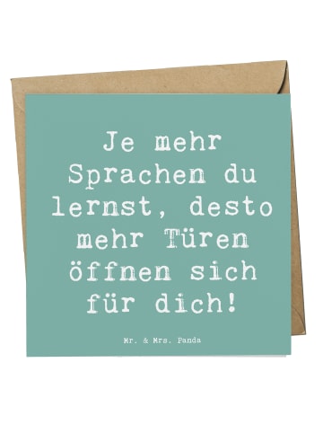 Mr. & Mrs. Panda Geschenkkarte Spruch Sprachen lernen und anwend... in Meeresbrise
